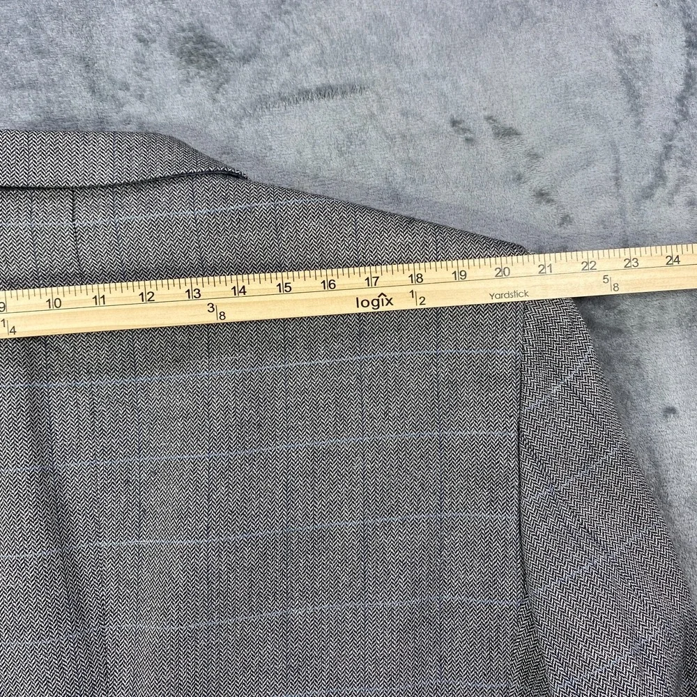Jos A Bank Blazer Jacket Men 46L Gray Herringbone Silk Wool Cashmere  Sport Coat